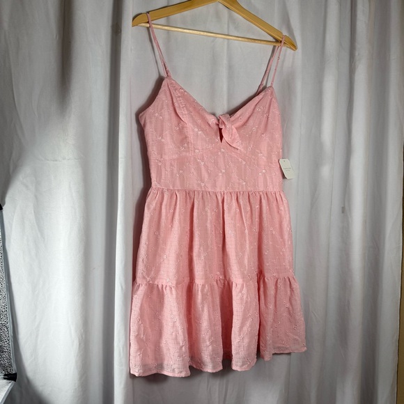 Alter’d State NWT Brittany Eyelet Tiered Mini Dress Sz L Pink - Picture 7 of 15